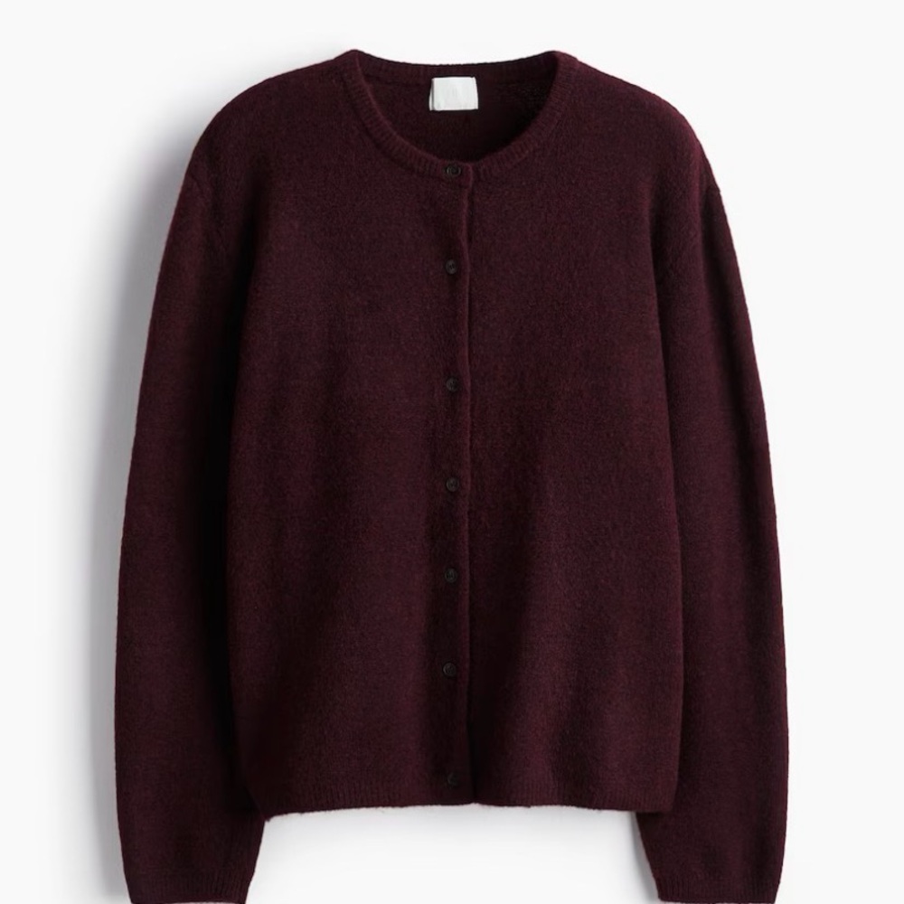H&M Classic Crewneck Cardigan Sweater - Deep Burgundy